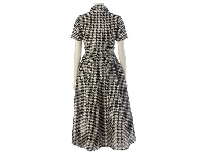 Christian Dior Midi-Kleid Hahnentritt Schwarz Weiß - Ansicht 2
