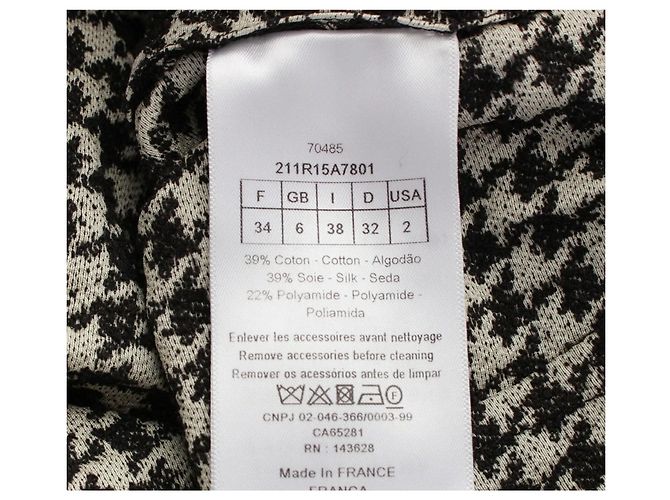 Christian Dior Midi-Kleid Hahnentritt Schwarz Weiß - Ansicht 6