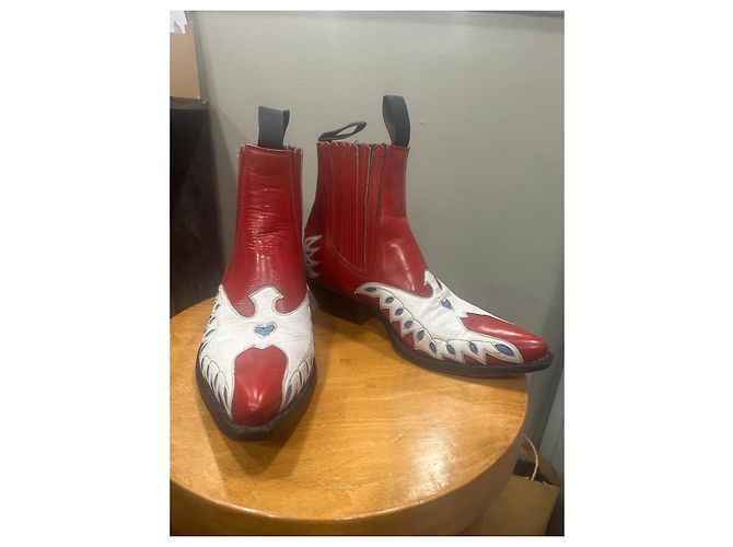 Mexicana Stivaletti Western Rossi e Bianchi Bianco Rosso - vista 3