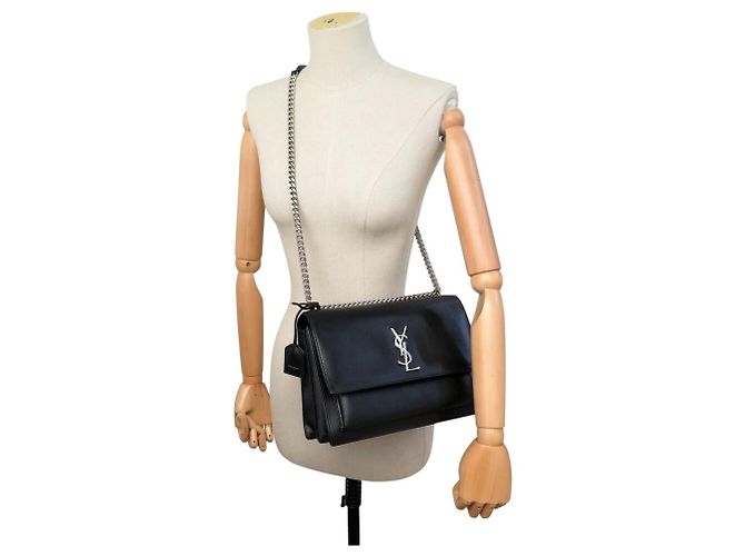 Autre Marque BORSA SAINT LAURENT SUNSET LARGE 498779 PELLE NERA TRACOLLA Nero - vista 5