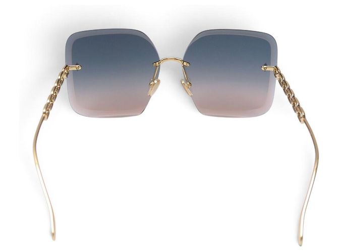 NEUE LOUIS VUITTON ECKIGE LV JEWEL LOGO SONNENBRILLE Golden - Ansicht 3