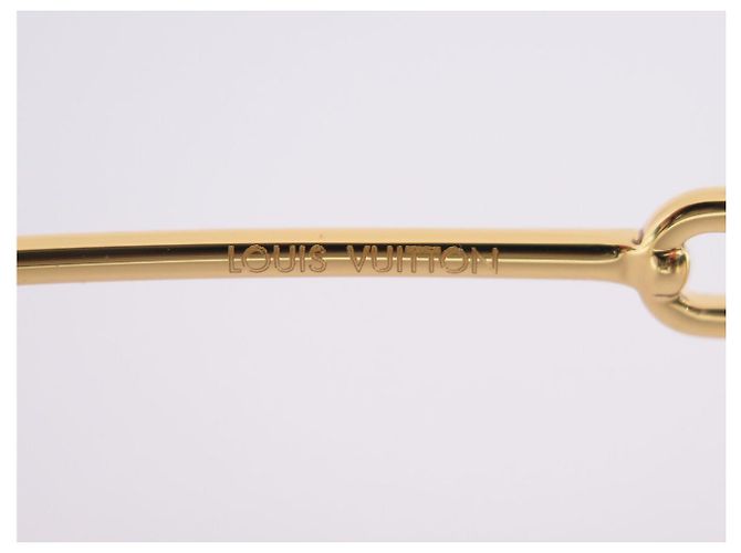 NEUE LOUIS VUITTON ECKIGE LV JEWEL LOGO SONNENBRILLE Golden - Ansicht 9