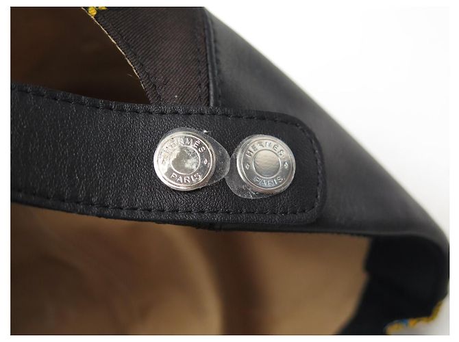 Hermès NEUE HERMES SERENA CANDY SCHWARZ LEDER & SEIDE CAP HAT - Ansicht 10