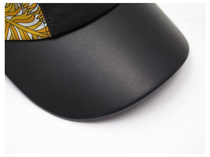 Hermès NEUE HERMES SERENA CANDY SCHWARZ LEDER & SEIDE CAP HAT - Ansicht 11