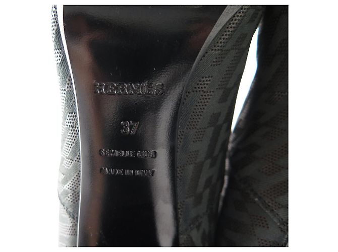 Hermès BOTAS DE TACÓN HERMES H PERFORE CAVALIERES 37 EN CUERO NEGRO - vista 7