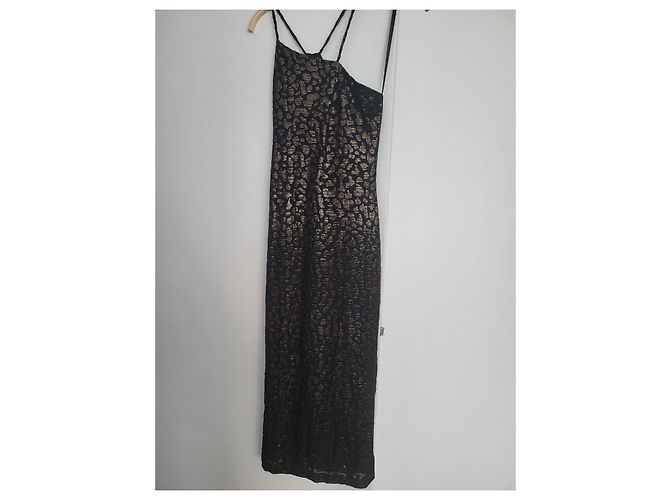 Iro Vestido longo preto e dourado com estampado de leopardo - vista 2