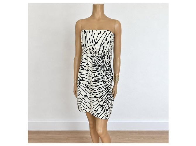 Vestido bustier Gucci de algodón y seda con estampado Negro Blanco - vista 10