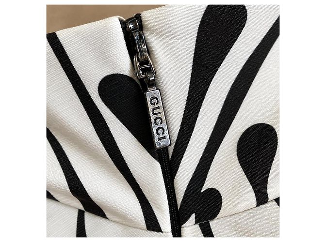 Vestido bustier Gucci de algodón y seda con estampado Negro Blanco - vista 5