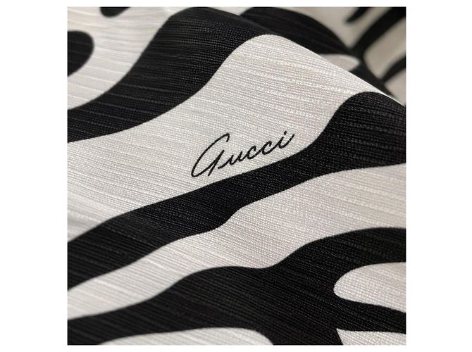 Vestido bustier Gucci de algodón y seda con estampado Negro Blanco - vista 6