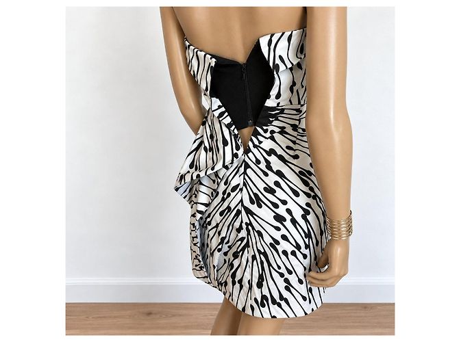 Vestido bustier Gucci de algodón y seda con estampado Negro Blanco - vista 7
