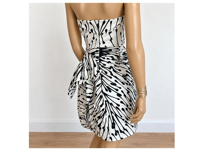 Vestido bustier Gucci de algodón y seda con estampado Negro Blanco - vista 8