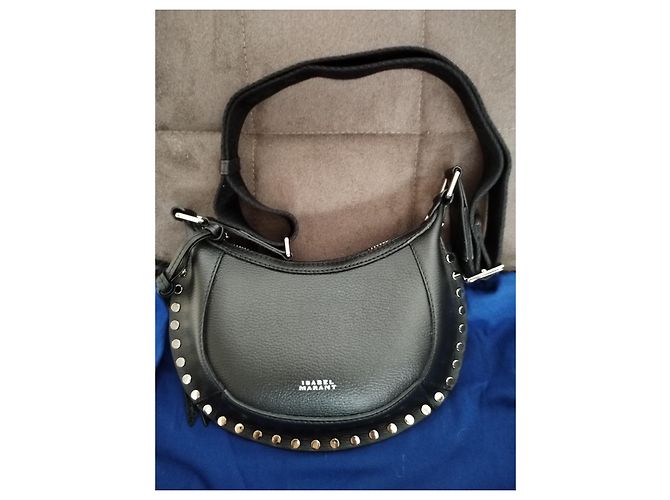 Isabel Marant Borsa a Tracolla in Pelle Nera Borchiata Nero - vista 5