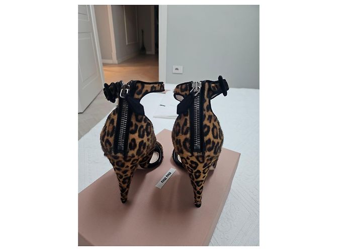 Miu Miu Sandali con Tacco Leopardati Stampa leopardo - vista 5