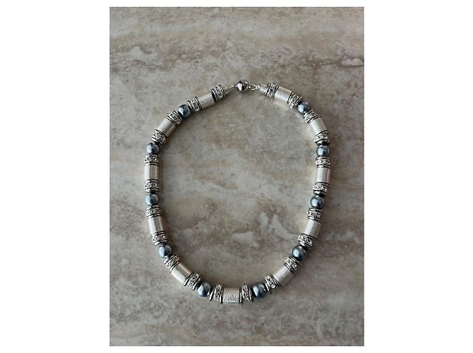 Autre Marque Collar HYPSO Paris de Perlas Grises y Plateadas Plata - vista 3