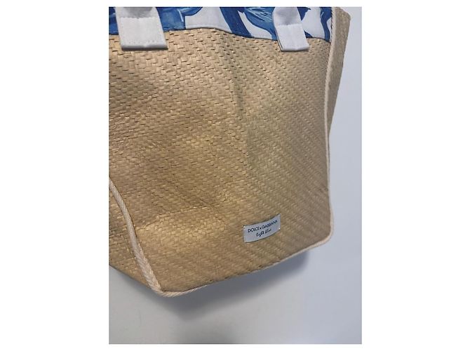 Dolce & Gabbana Stroh-Tote-Bag Weiß Blau - Ansicht 2