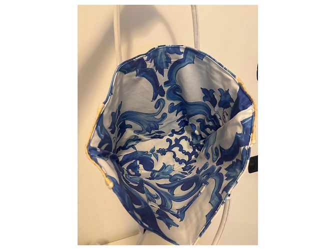 Dolce & Gabbana Stroh-Tote-Bag Weiß Blau - Ansicht 3