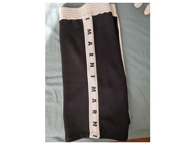 Short de sport Marni pour garçon avec logo - Noir Blanc - vue 3