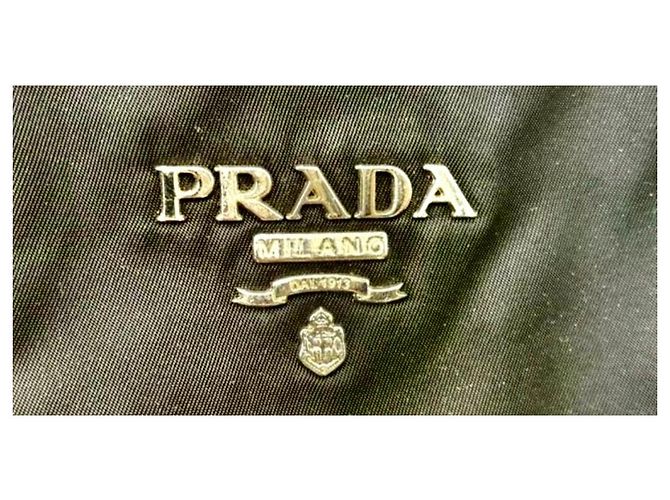 Prada Nylon and Saffiano Leather Shoulder Bag Black Dark brown - view 13