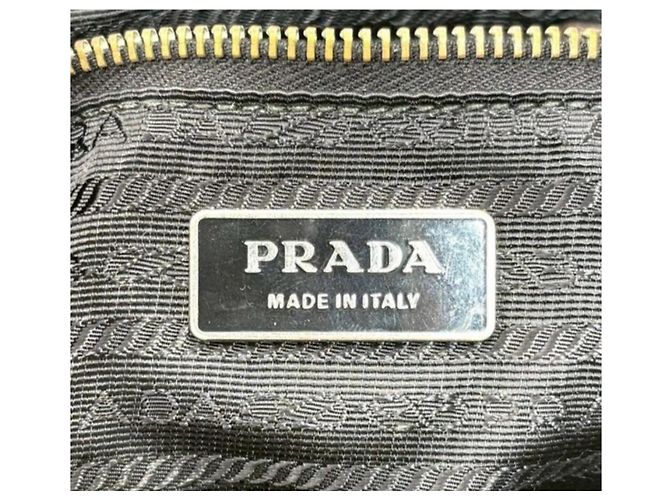 Prada Nylon and Saffiano Leather Shoulder Bag Black Dark brown - view 2