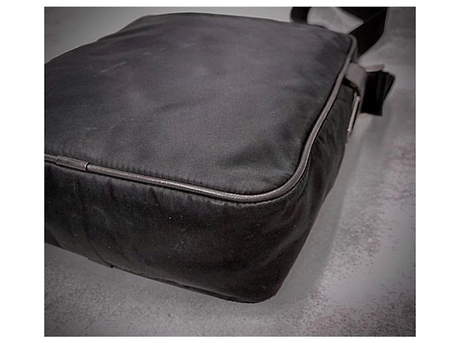Prada Nylon and Saffiano Leather Shoulder Bag Black Dark brown - view 5