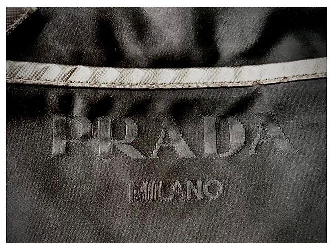 Prada Nylon and Saffiano Leather Shoulder Bag Black Dark brown - view 6