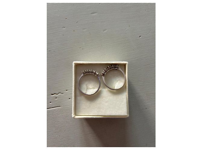 Autre Marque Set di anelli Rivière in oro bianco 18K e diamanti Argento - vista 4