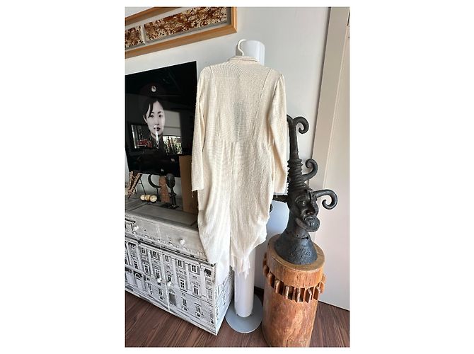 Autre Marque Blazer Asimétrico Sanctamuerte de Algodón y Seda Beige - vista 10