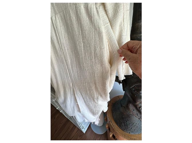 Autre Marque Blazer Asimétrico Sanctamuerte de Algodón y Seda Beige - vista 13