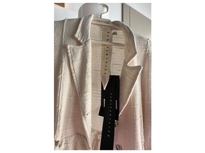 Autre Marque Blazer Asimétrico Sanctamuerte de Algodón y Seda Beige - vista 2