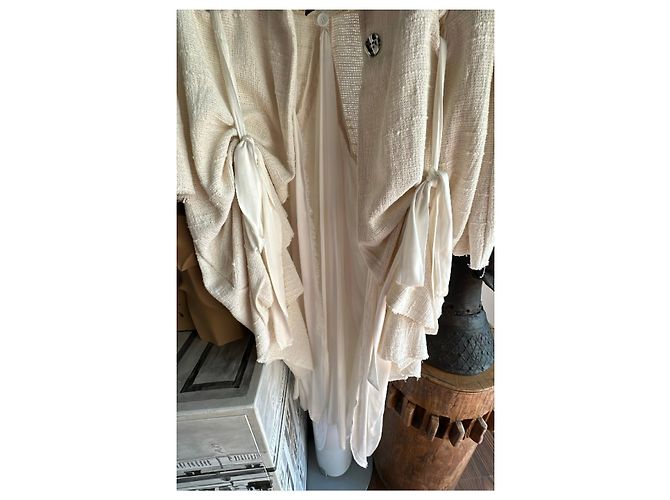 Autre Marque Blazer Asimétrico Sanctamuerte de Algodón y Seda Beige - vista 6