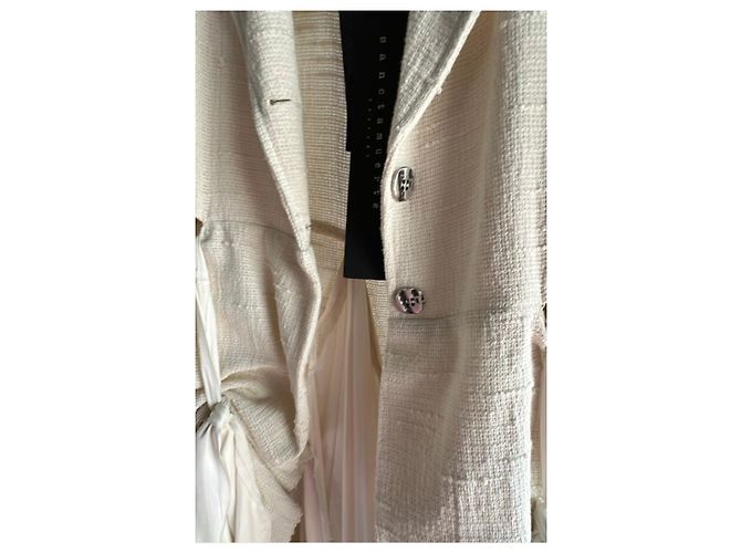 Autre Marque Blazer Asimétrico Sanctamuerte de Algodón y Seda Beige - vista 9