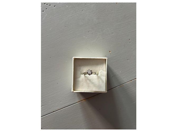 No Brand Antiker Solitärdiamant-Ring Weißgold Silber - Ansicht 2
