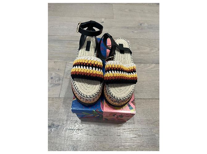 Farm Rio Sandali con zeppa in crochet e pelle Marrone Nero Multicolore - vista 12