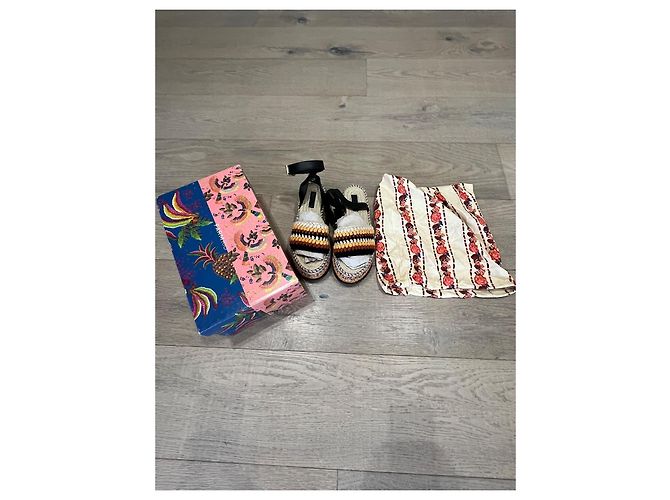 Farm Rio Sandali con zeppa in crochet e pelle Marrone Nero Multicolore - vista 13