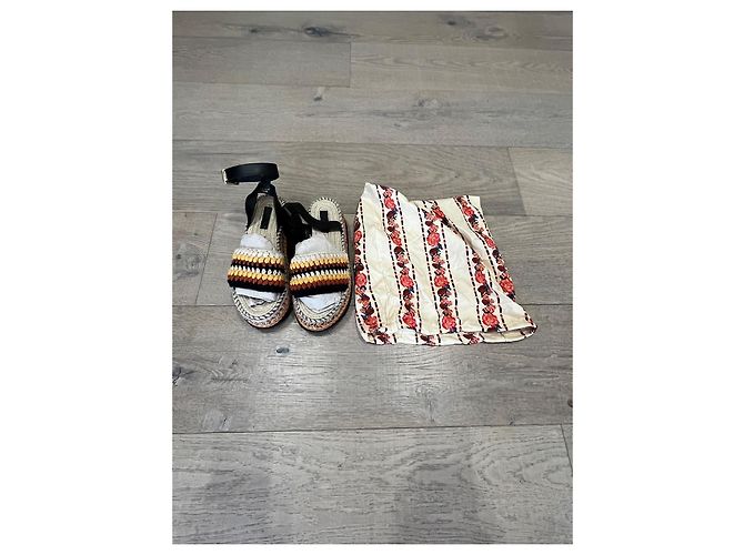 Farm Rio Sandali con zeppa in crochet e pelle Marrone Nero Multicolore - vista 15