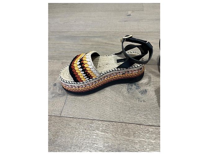 Farm Rio Sandali con zeppa in crochet e pelle Marrone Nero Multicolore - vista 7