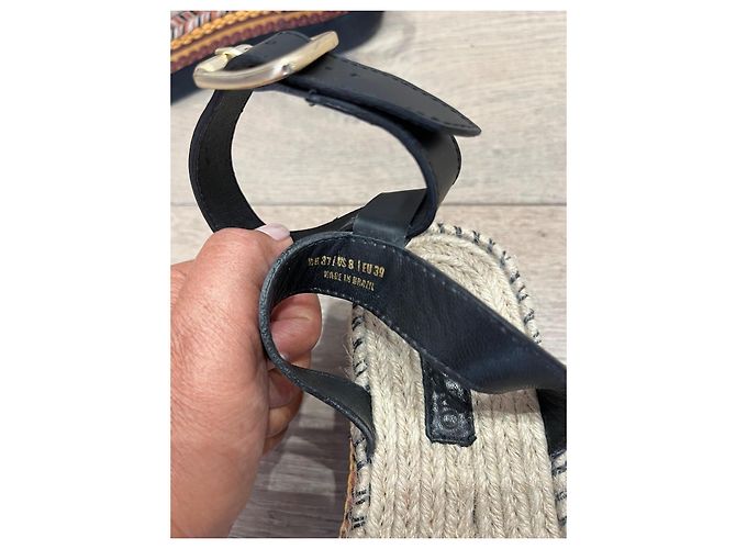 Farm Rio Sandali con zeppa in crochet e pelle Marrone Nero Multicolore - vista 8