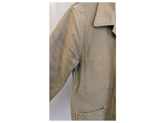Le Mont Saint Michel Vintage Washed Arbeitsjacke Khaki - Ansicht 7