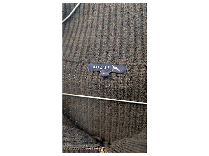 Soeur dunkelgrüner Woll-Trucker-Pullover - Ansicht 3