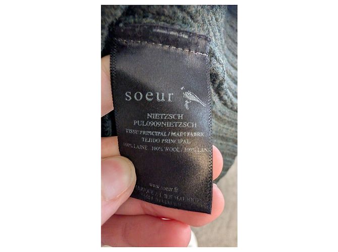 Soeur dunkelgrüner Woll-Trucker-Pullover - Ansicht 4