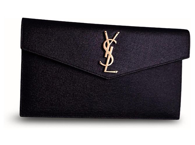 Autre Marque Clutch Saint Laurent Monogram in pelle nera Nero - vista 12