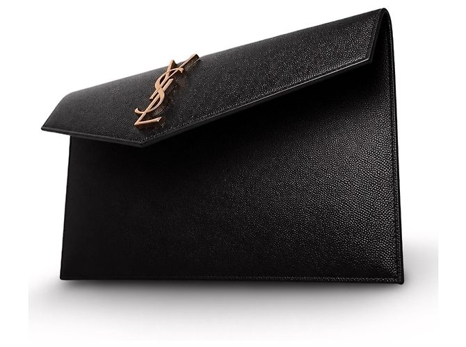 Autre Marque Clutch Saint Laurent Monogram in pelle nera Nero - vista 13