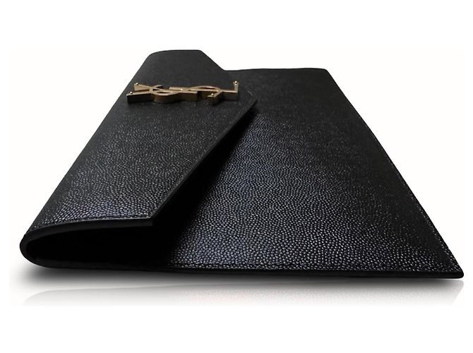 Autre Marque Clutch Saint Laurent Monogram in pelle nera Nero - vista 14