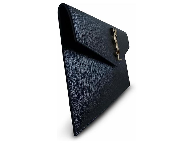 Autre Marque Clutch Saint Laurent Monogram in pelle nera Nero - vista 16