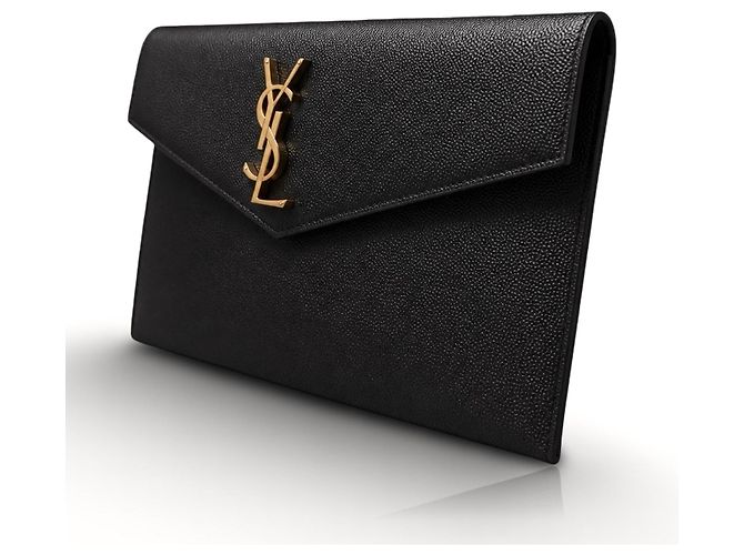 Autre Marque Clutch Saint Laurent Monogram in pelle nera Nero - vista 3