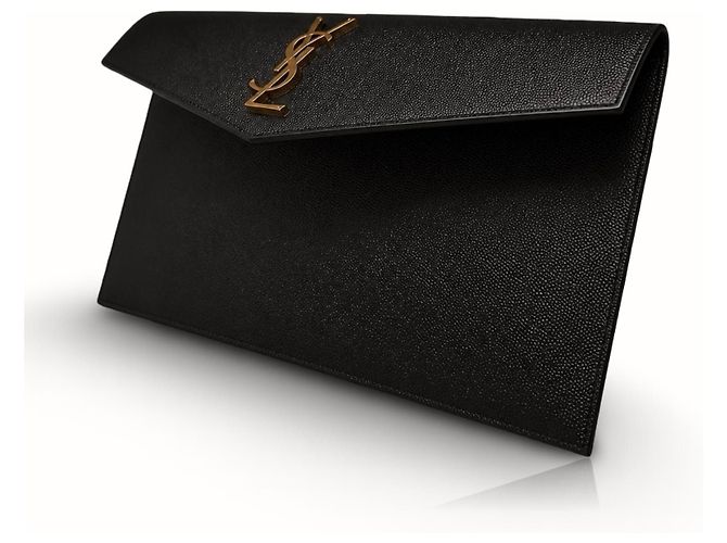 Autre Marque Clutch Saint Laurent Monogram in pelle nera Nero - vista 4