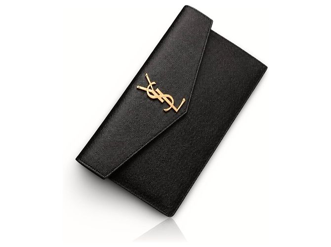 Autre Marque Clutch Saint Laurent Monogram in pelle nera Nero - vista 7
