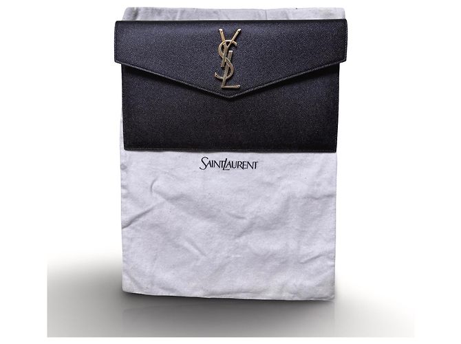 Autre Marque Clutch Saint Laurent Monogram in pelle nera Nero - vista 8
