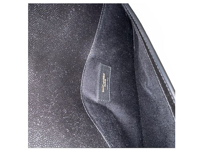 Autre Marque Clutch Saint Laurent Monogram in pelle nera Nero - vista 9