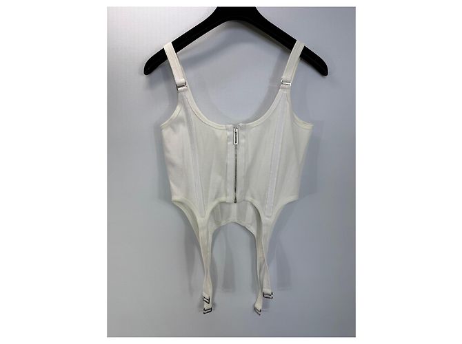 Autre Marque Top corset Dion Lee in cotone bianco con reggicalze - vista 2